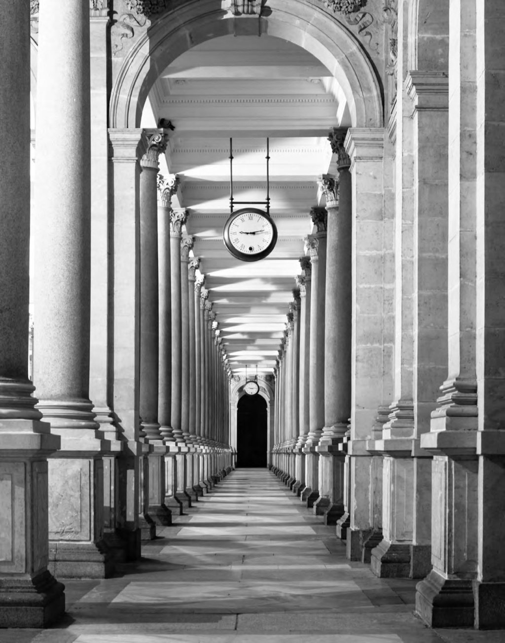 A colonnade of concrete columns