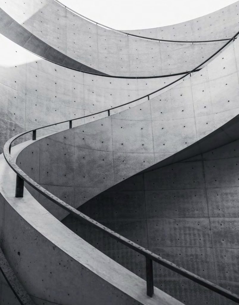 Curved concrete ramp